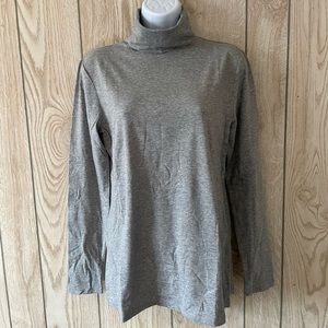 Ann Taylor Turtle Neck Long Sleeve Top, Heather Gray, Women’s M